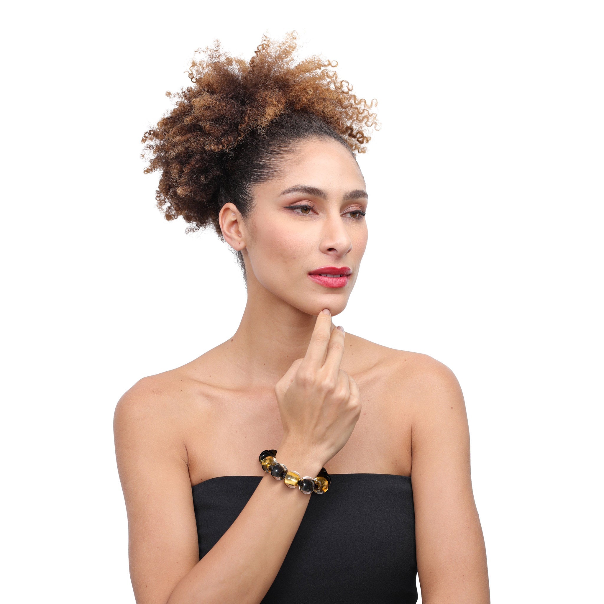 Zsiska - Radiance Gold & Black Large Resin Bracelet ( 8000301GF01Q0L )