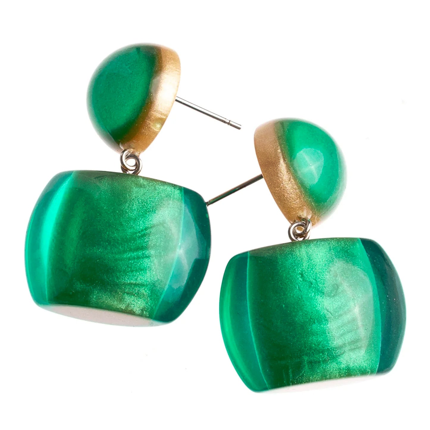 Zsiska - Bellissima 1 Bead Short Hook Galaxy Green Resin Earrings ( 7240501GGREQ00  )