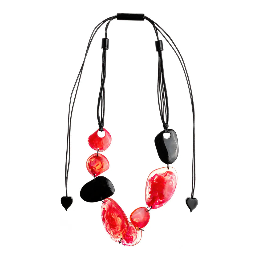 Zsiska - Bali 8 Bead Red Resin Necklace ( 7450101REDDQ08 )
