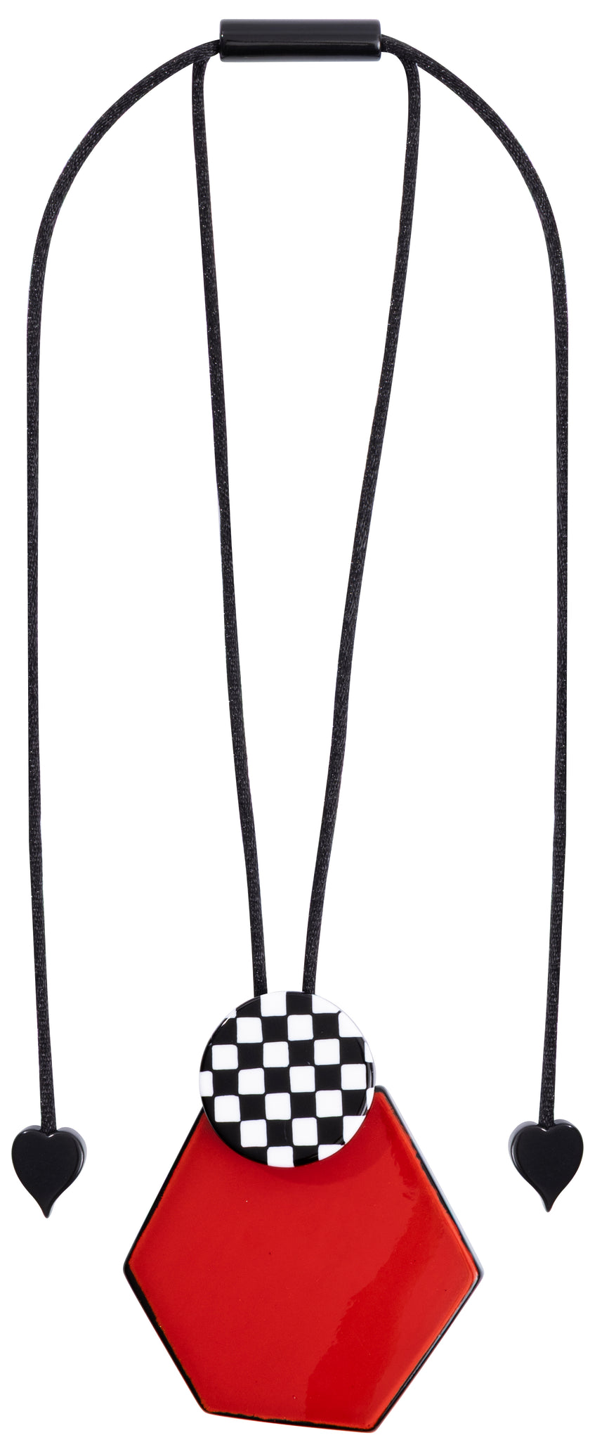 Zsiska - Checkmate "Prue Leith" Crimson Pendant Resin Necklace ( P220201REDDQ00 )