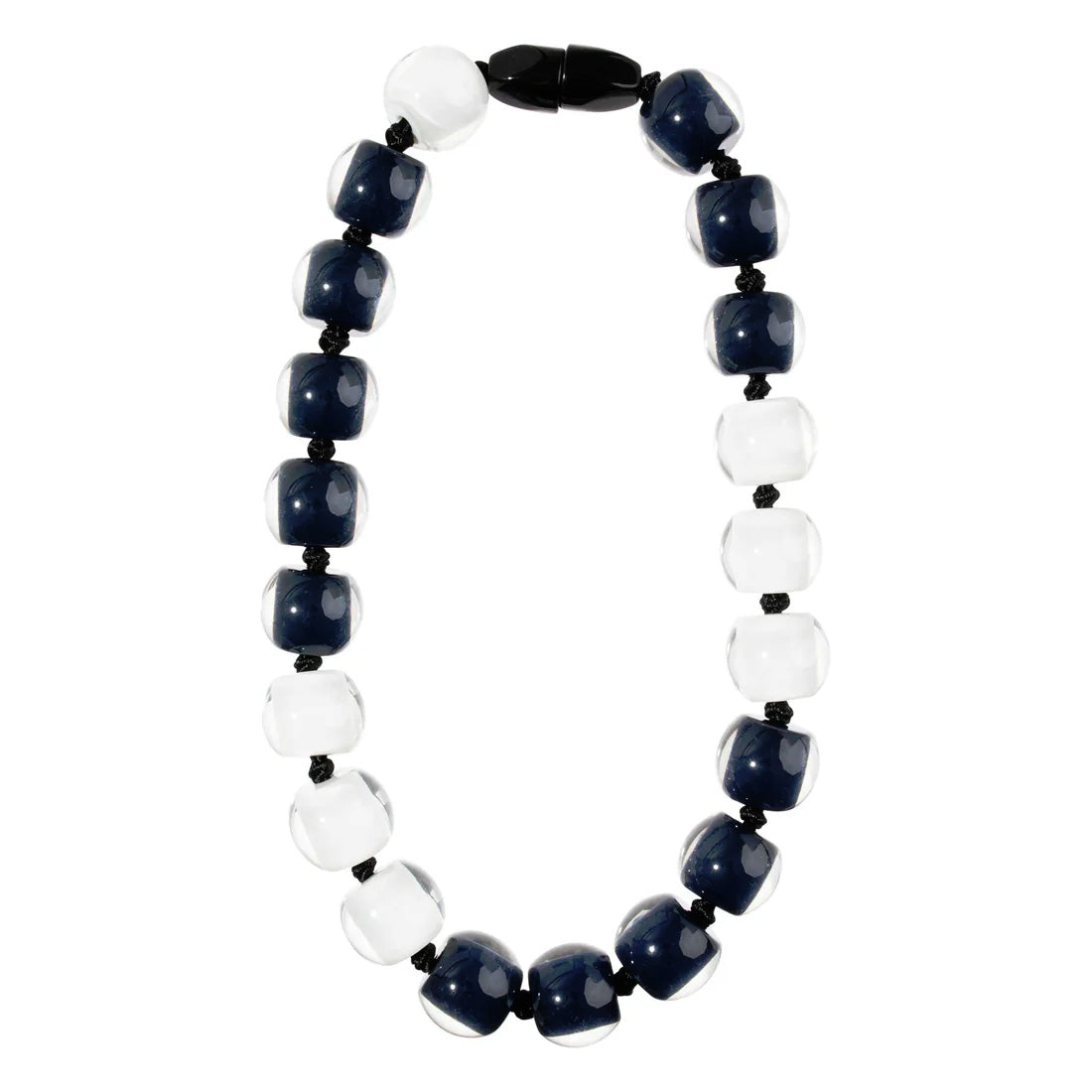 Zsiska - Colourful Beads 20 Bead Black & White Resin Necklace ( 40101170958Q20 )