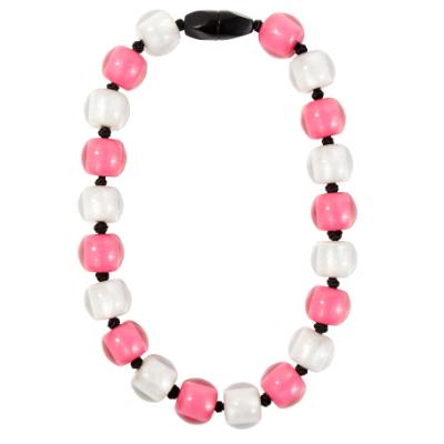 Zsiska - Colourful Beads 20 Bead Hot Pink & Silver Resin Necklace ( 40101170950Q20 )
