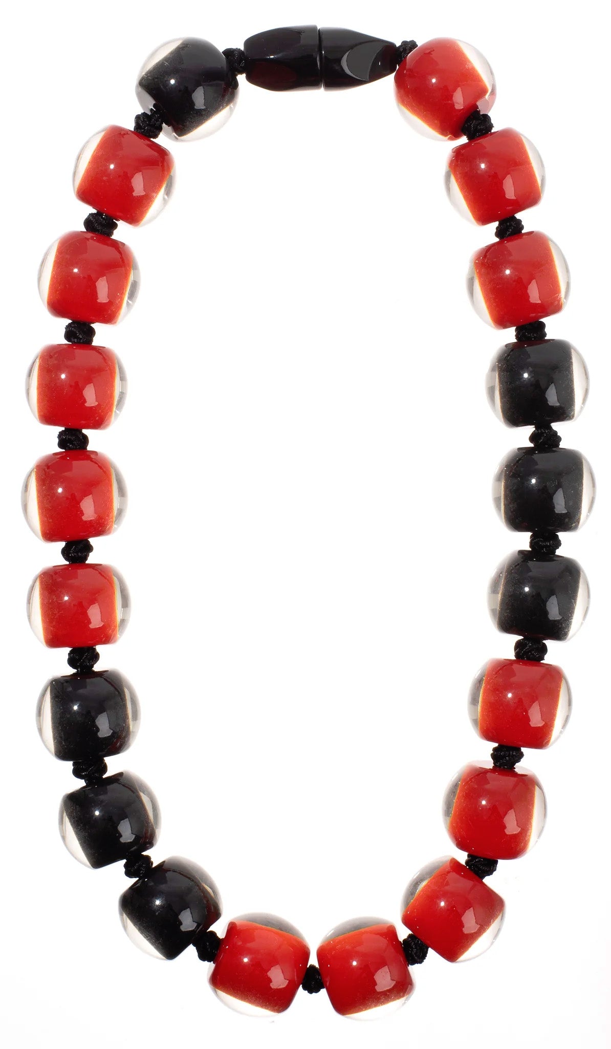 Zsiska - Colourful Beads 20 Bead Onyx & Crimson Resin Necklace ( 40101319132Q20 )
