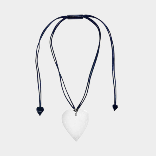 Zsiska - Colourful Statement "Heart" White Pendant Resin Necklace ( 50602039037Q00 )