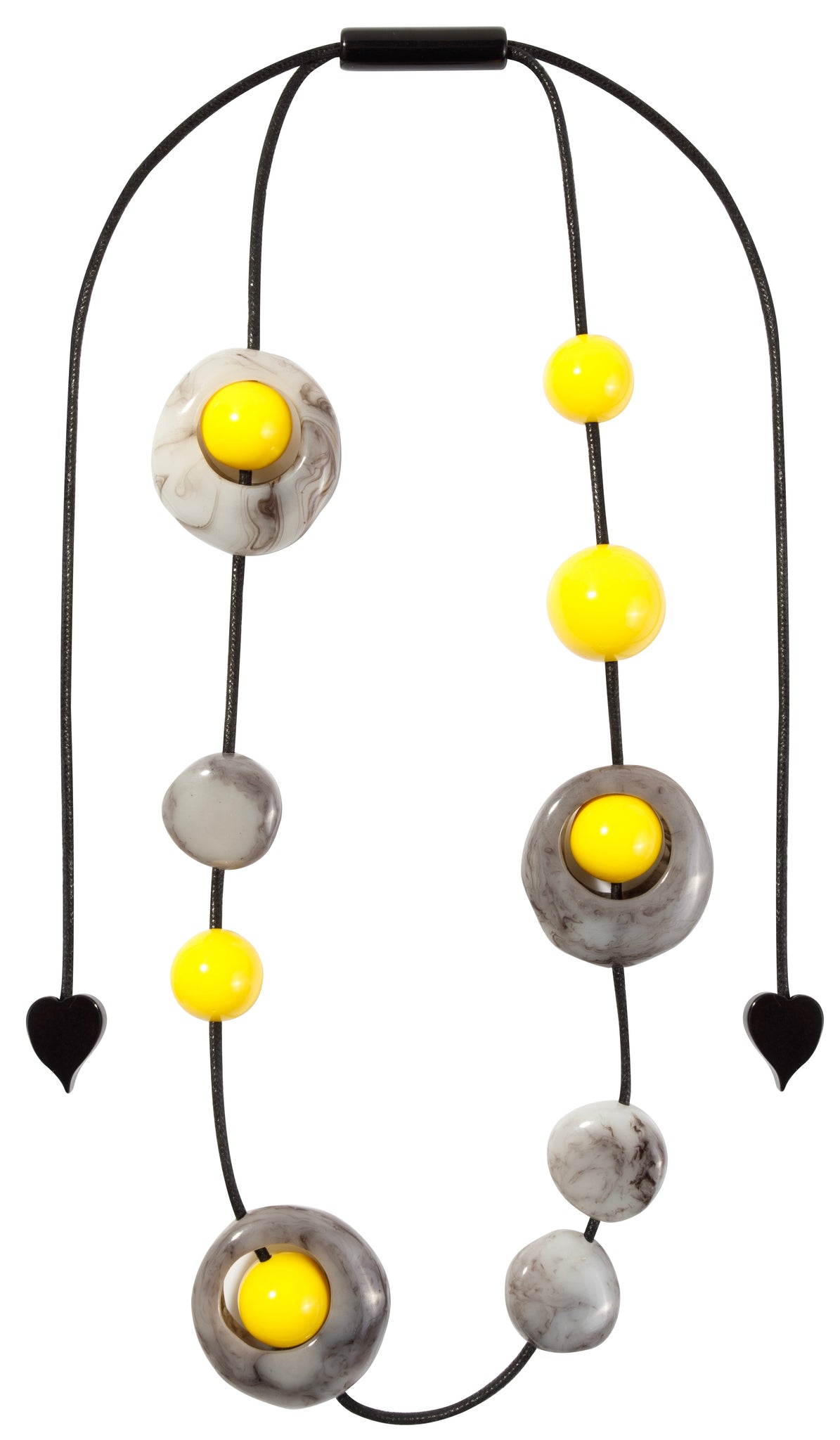 Zsiska - ORI 12 Bead Marbled Grey Resin Necklace ( 7430101GREYQ12 )