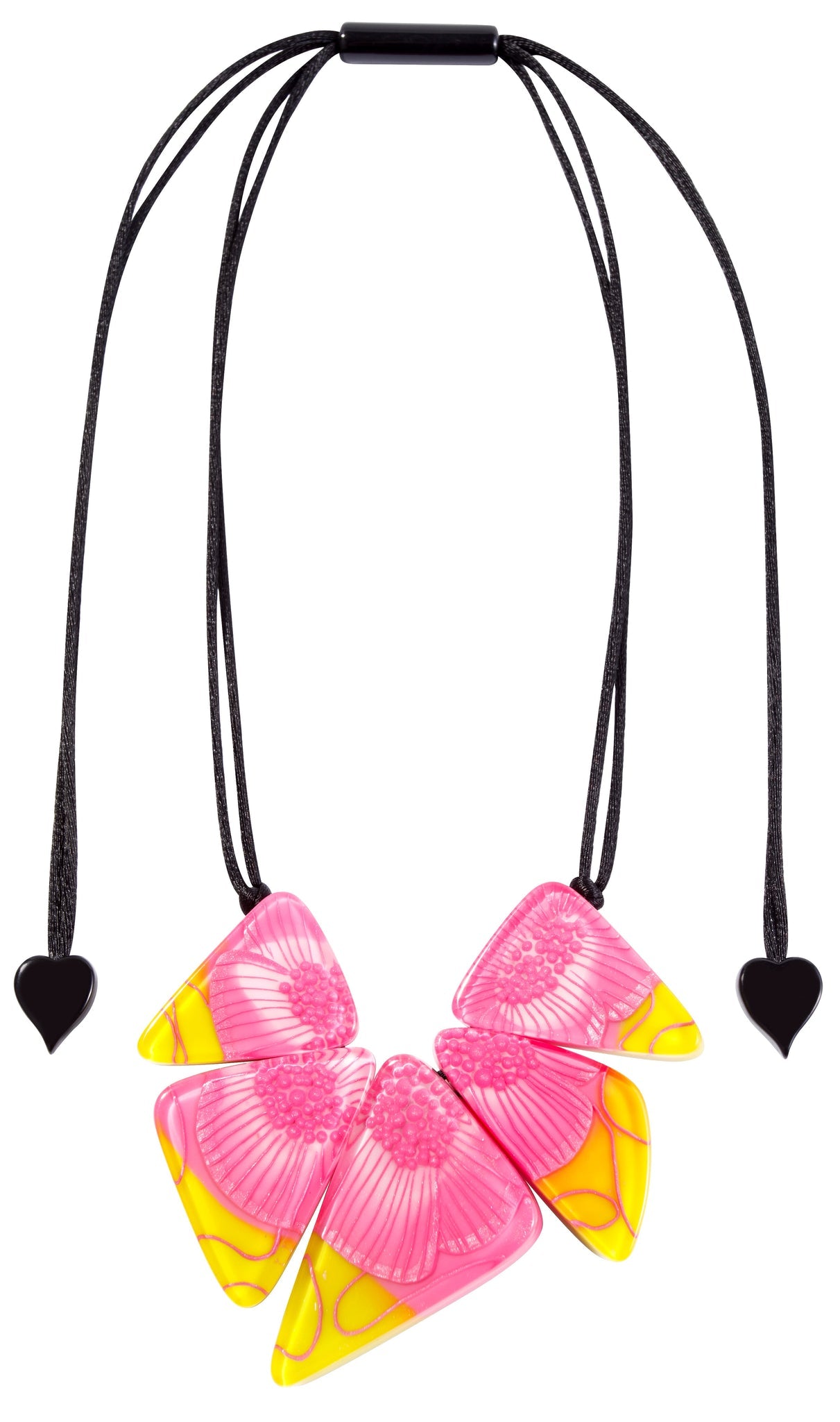 Zsiska - Prim Flora Pink & Yellow 5 Bead Resin Necklace ( 3200102FPINQ05 )