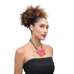 Zsiska - Prim Flora Pink & Yellow 5 Bead Resin Necklace ( 3200102FPINQ05 )