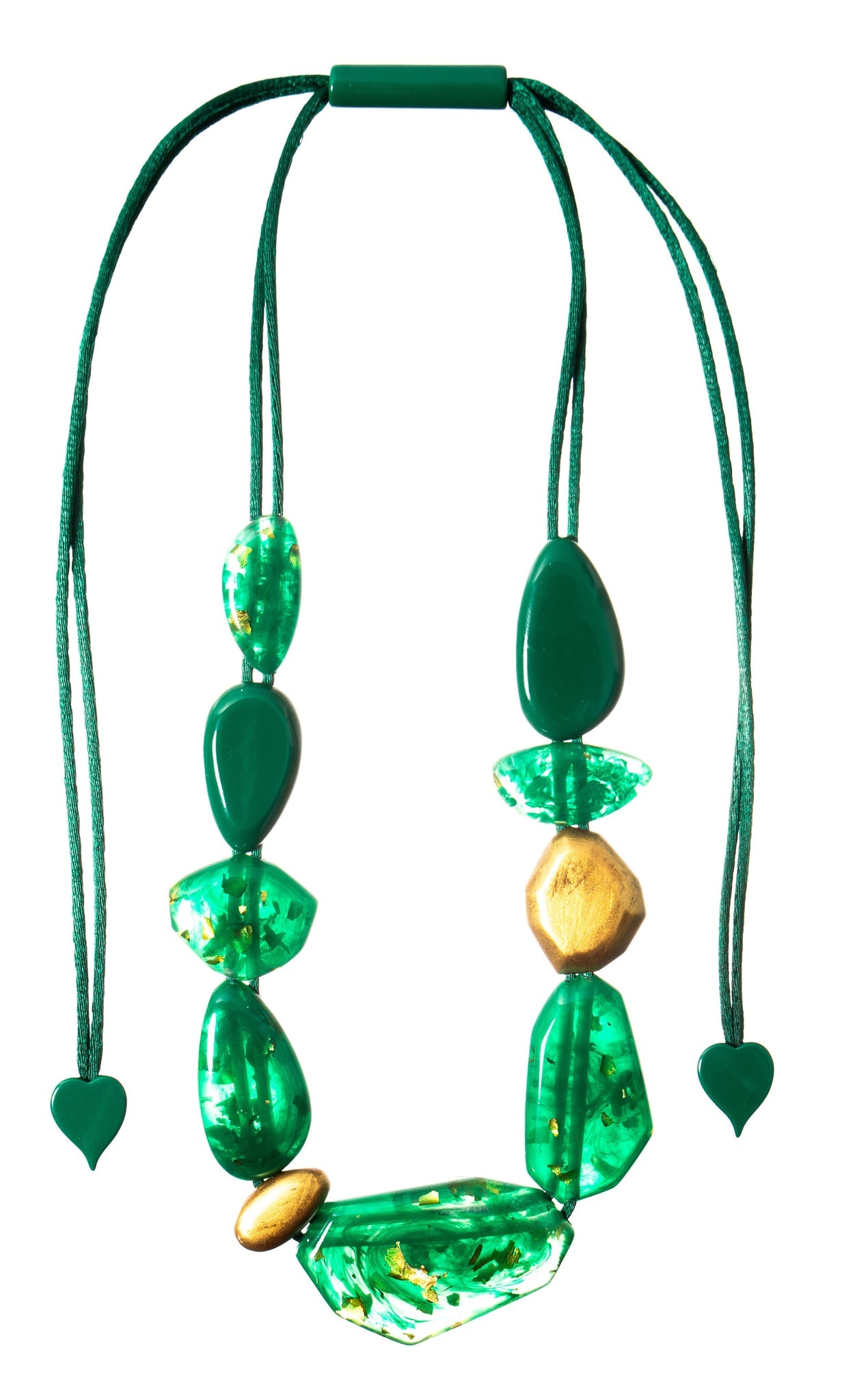 Zsiska - Pyrite "Prue Leith" Emerald with Gold Flakes Resin Necklace ( P200101GREEQ10 )