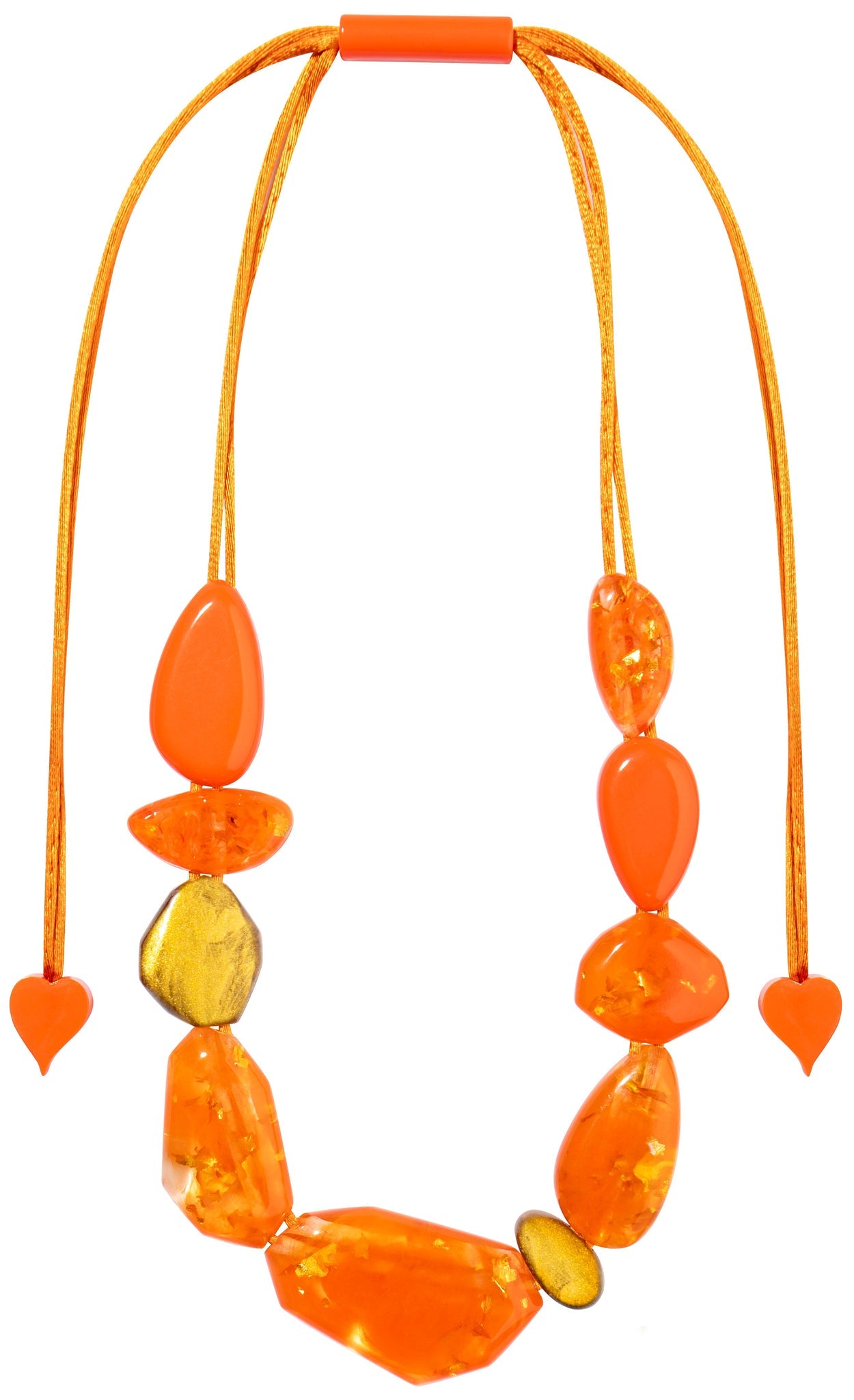 Zsiska - Pyrite "Prue Leith" Orange with Gold Flakes Resin Necklace ( P200101ORANQ10 )