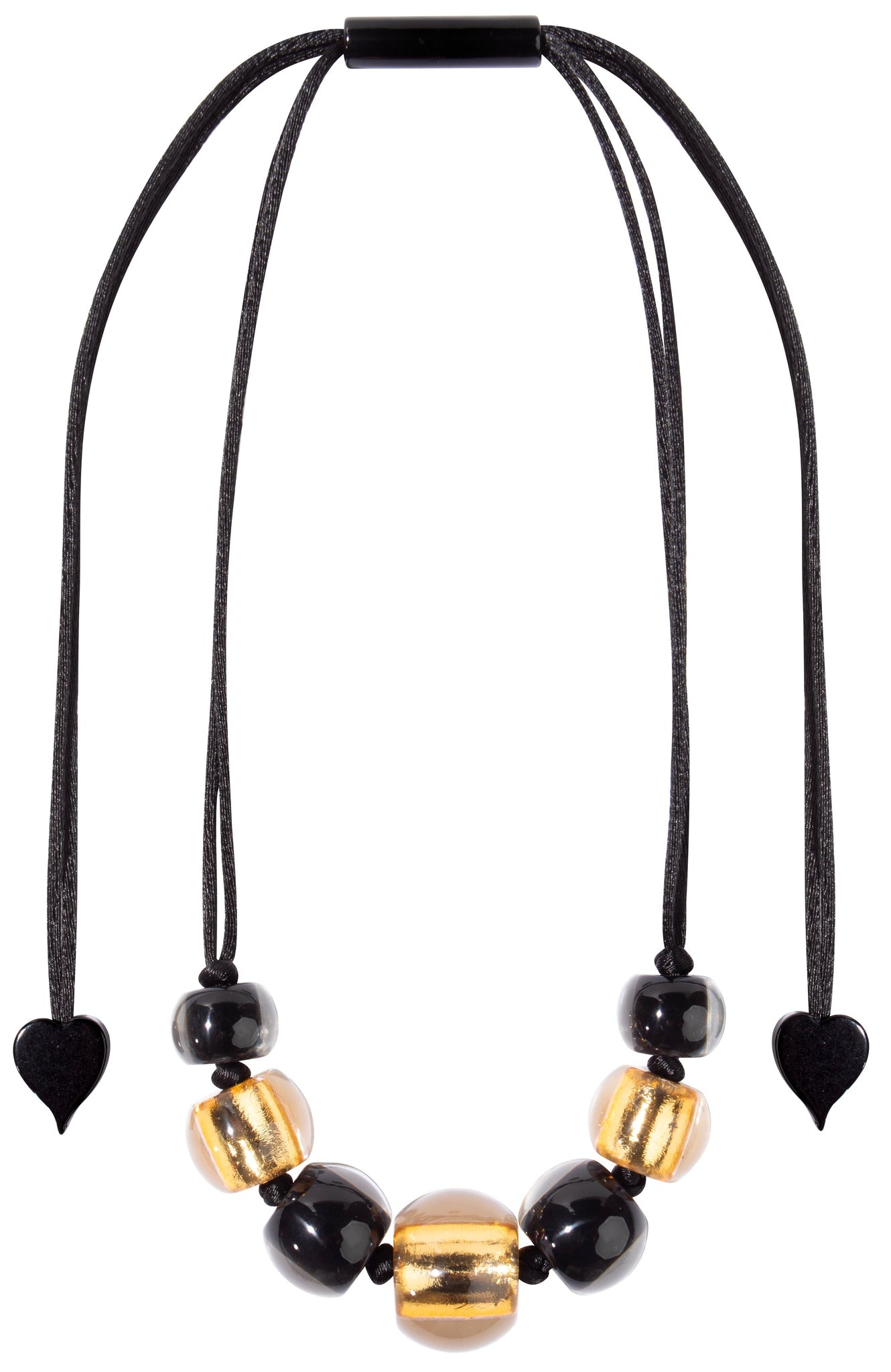 Zsiska - Radiance 7 Bead Black & Gold Resin Necklace ( 8000101GF01Q07 )