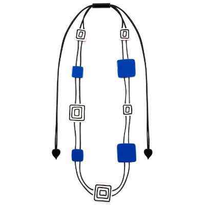 Zsiska - Vertigo Blue 9 Bead Reversible Resin Necklace ( 3440101BLUEQ09 )