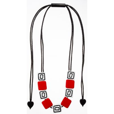 Zsiska - Vertigo Red 9 Bead Reversible Resin Necklace ( 3440102REDDQ09 )