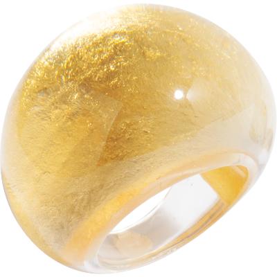 Zsiska - Precious Gold Leaf Resin Ring ( 1000602G000Q0L ) - Size UK Q / US 8
