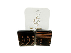 Jackie Brazil "Dale" Flash Digital Square Clip On Resin Earrings ( E3217 )