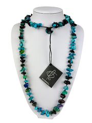 Jackie Brazil "Orient Express" 1 Strand Small Light Blue Mix Bead Long 110cm Necklace ( N3571 )