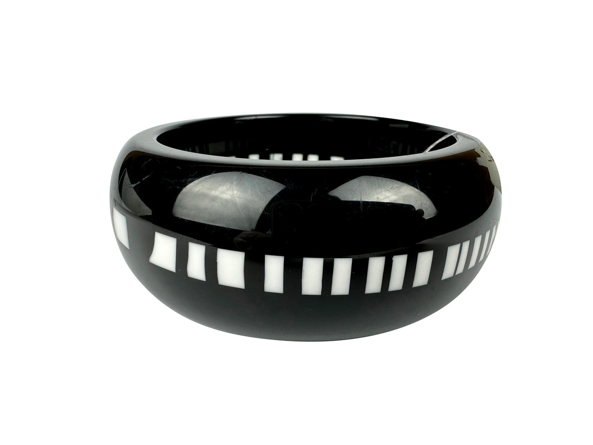 Jackie Brazil "Bar Code" Black & White Solid Round 3.4cm Bangle ( B2162 )