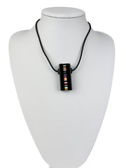 Jackie Brazil "Bar Code" Small Liquorice Pendant On Cord Resin Necklace ( N2214 )