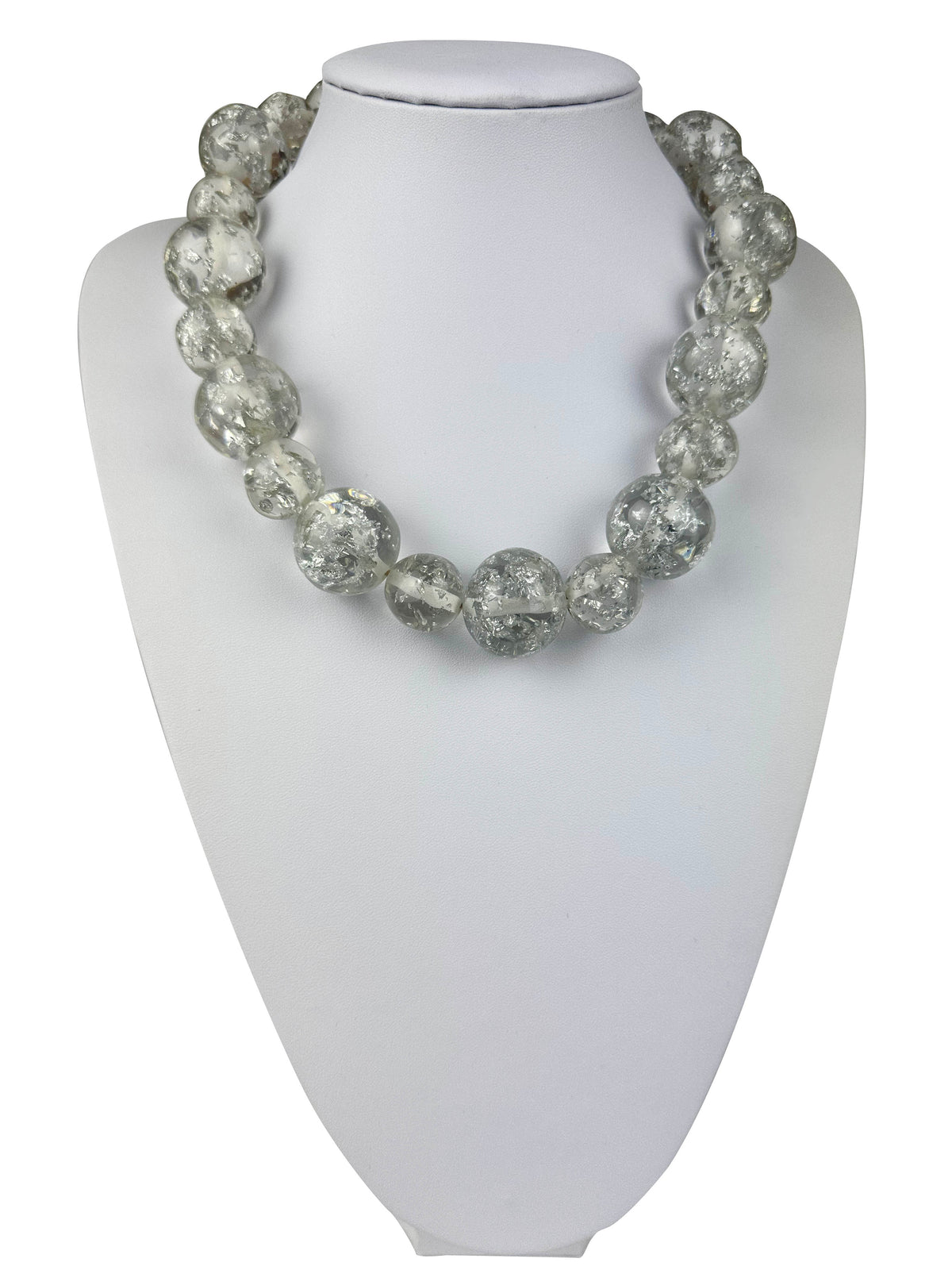 Jackie Brazil "Large spheres"  Short Abstract Silver Flakes Necklace 50cm ( N2692 )