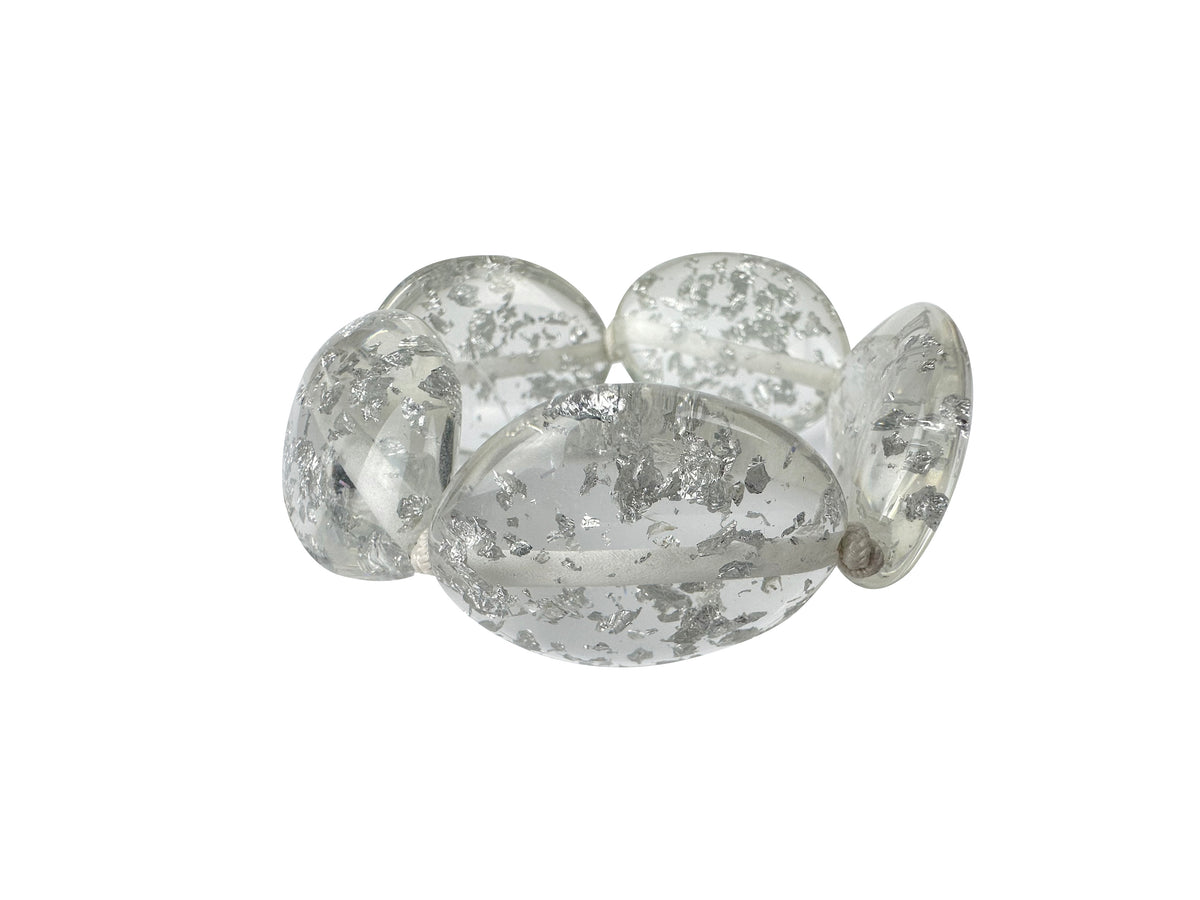 Jackie Brazil "Kathy" Silver Flakes Small Riverstones Bracelet ( B0800 )