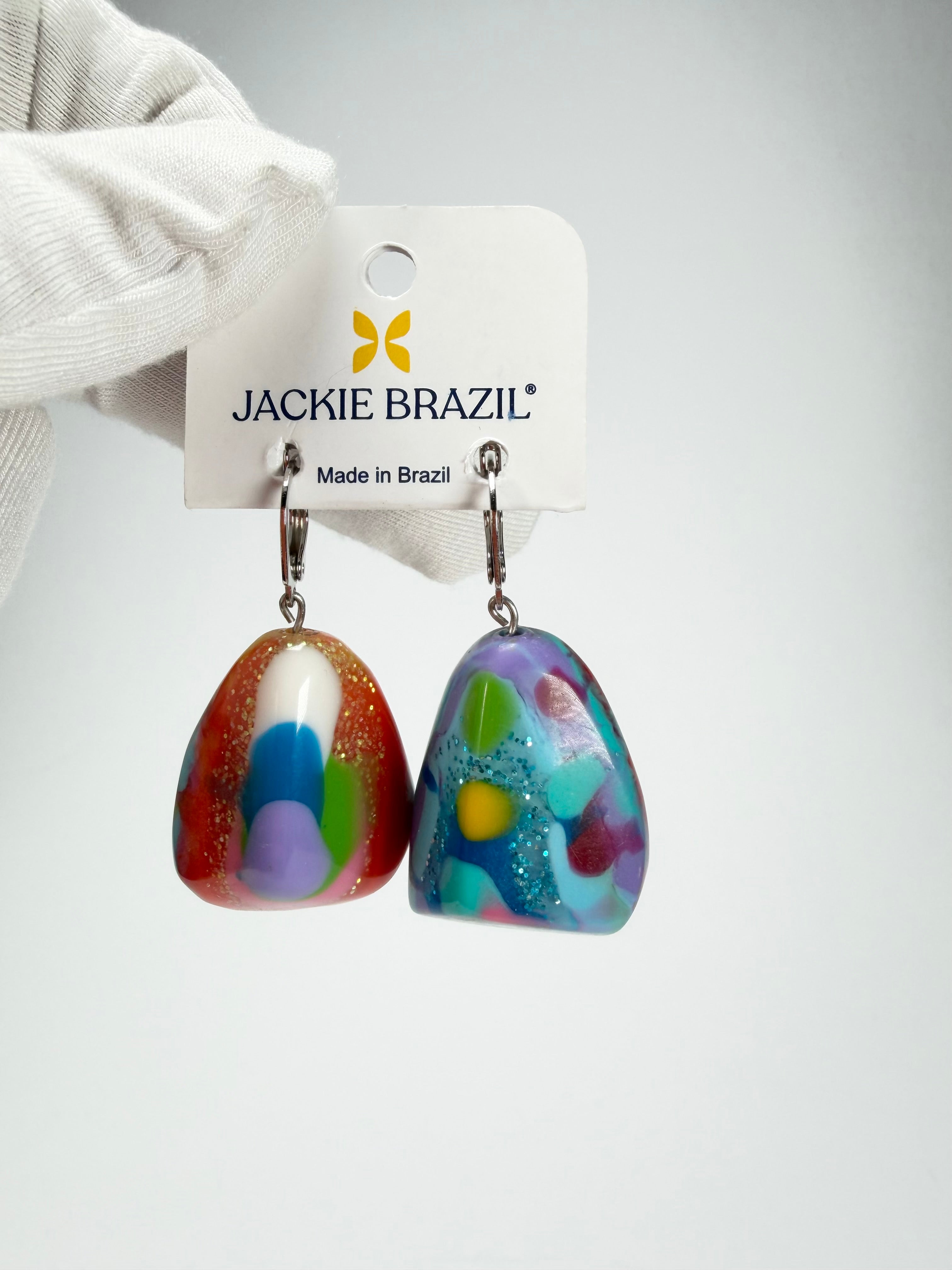 Jackie Brazil "Diamond" Kandinsky Flinstone on Hook Resin Earrings ( E0700 )