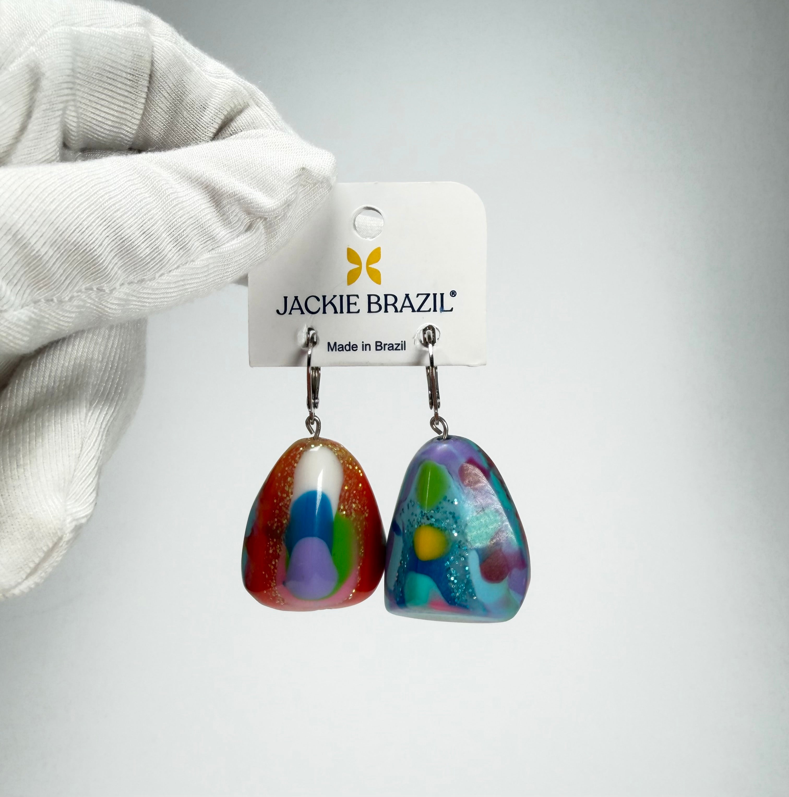 Jackie Brazil "Diamond" Kandinsky Flinstone on Hook Resin Earrings ( E0700 )